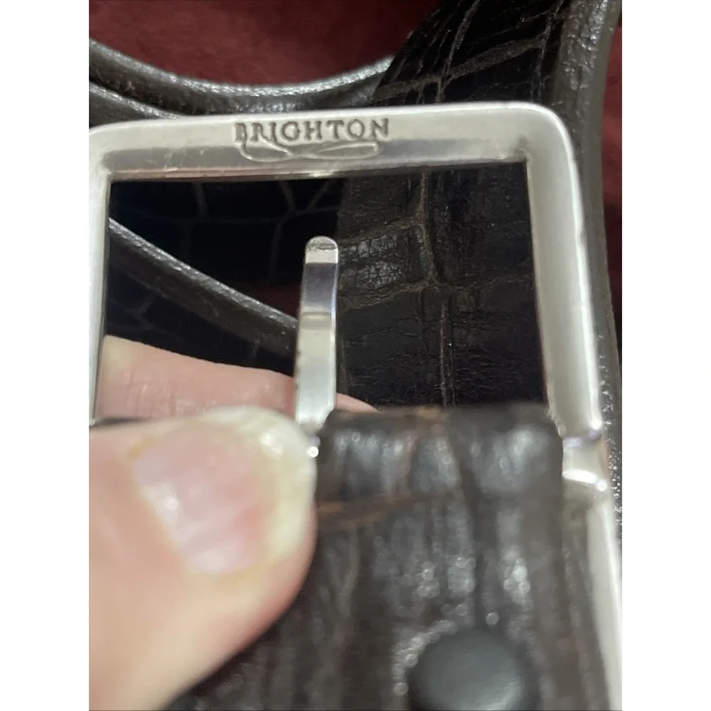 READ Men's Honest by Brighton Handcrafted Brown Animal Print Leather Belt Sz 42‎